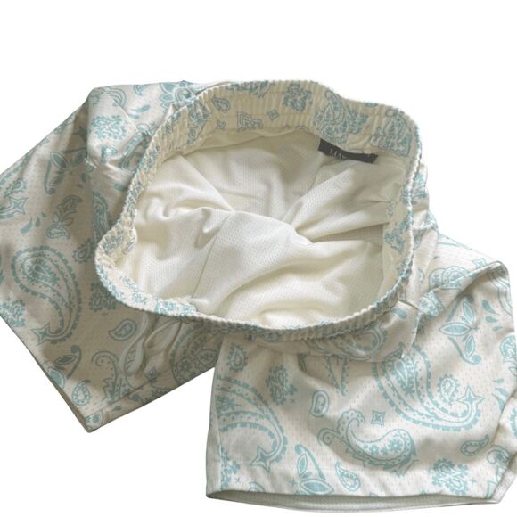 Maison Article Men's Paisley Lined Drawstring‎ Athletic Shorts Blue White Large - Picture 3 of 11